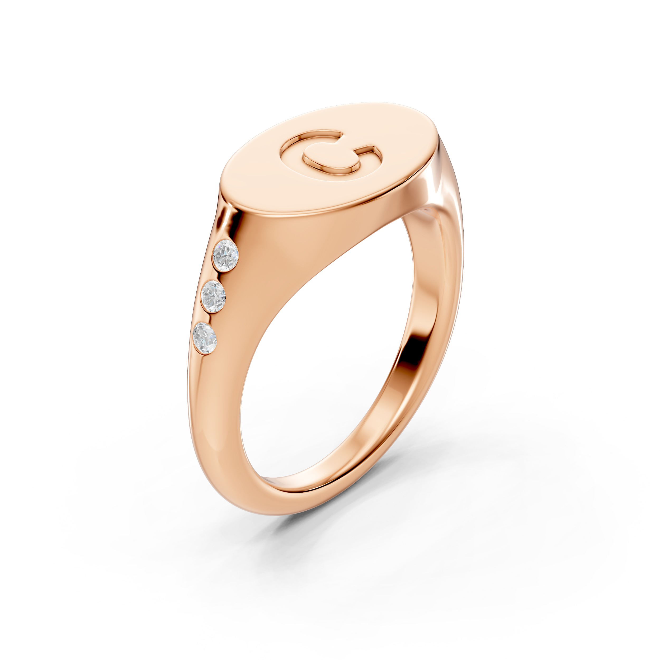 Initial Signet Diamond Accent Ring - C