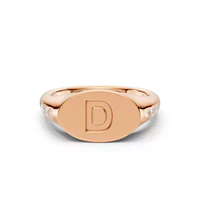 Initial Signet Diamond Accent Ring - D