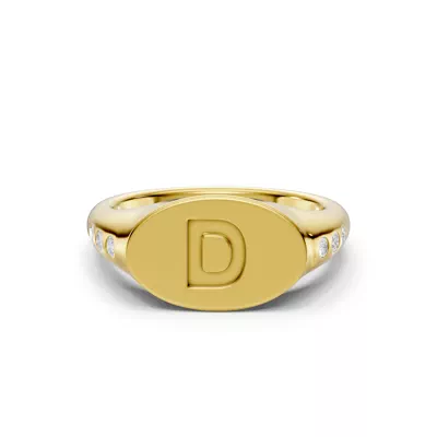 Initial Signet Diamond Accent Ring - D