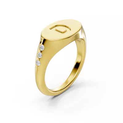 Initial Signet Diamond Accent Ring - D