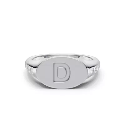 Initial Signet Diamond Accent Ring - D