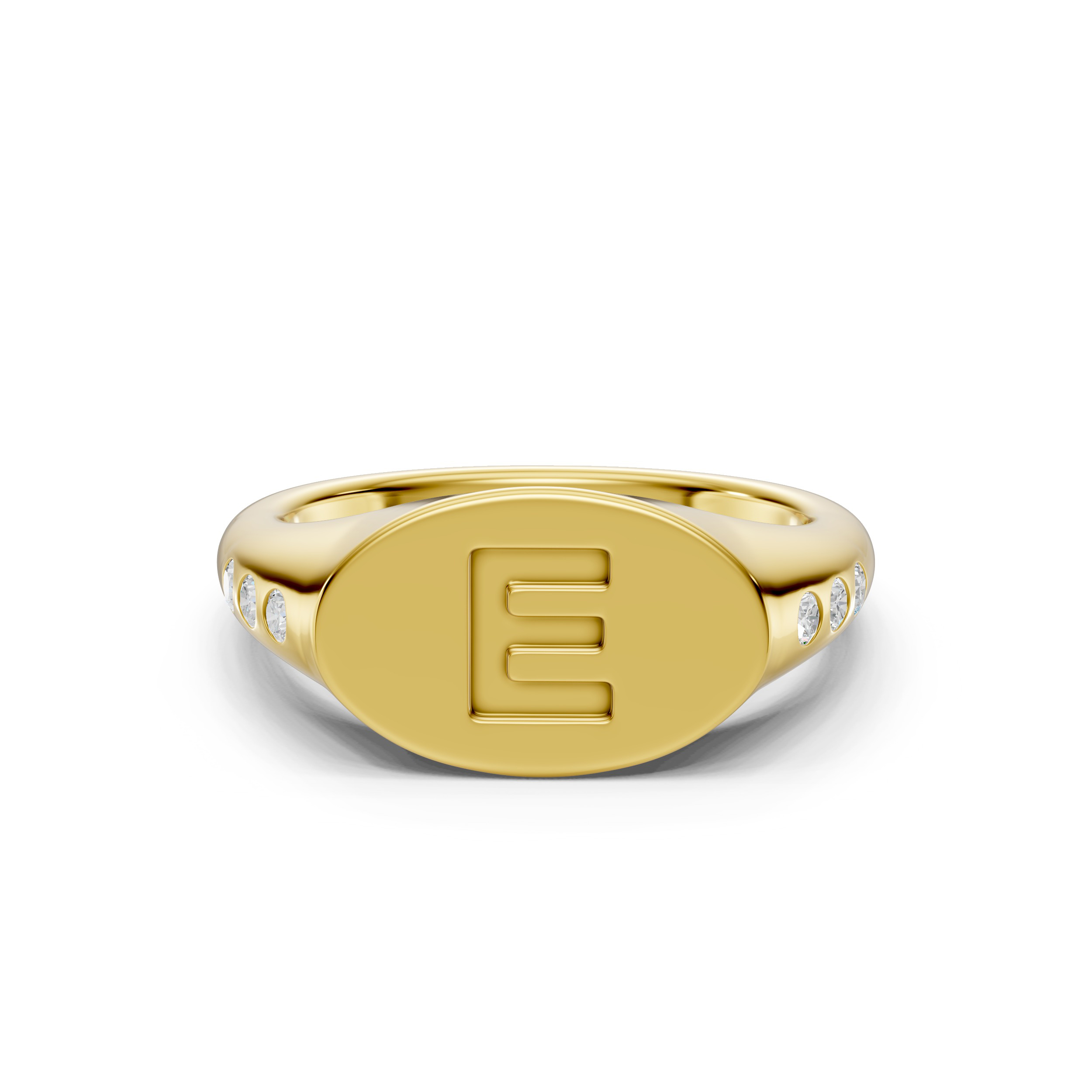Initial Signet Diamond Accent Ring - E