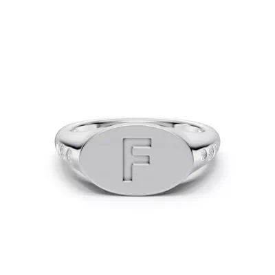Initial Signet Diamond Accent Ring - F