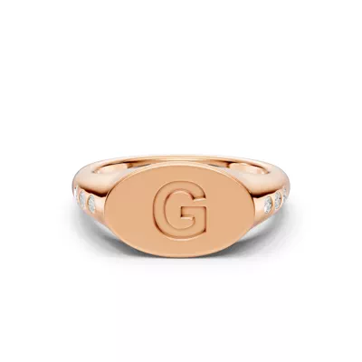 Initial Signet Diamond Accent Ring - G