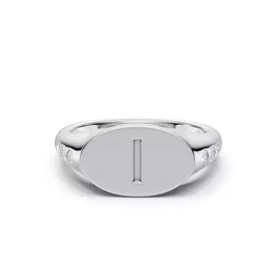 Initial Signet Diamond Accent Ring - I