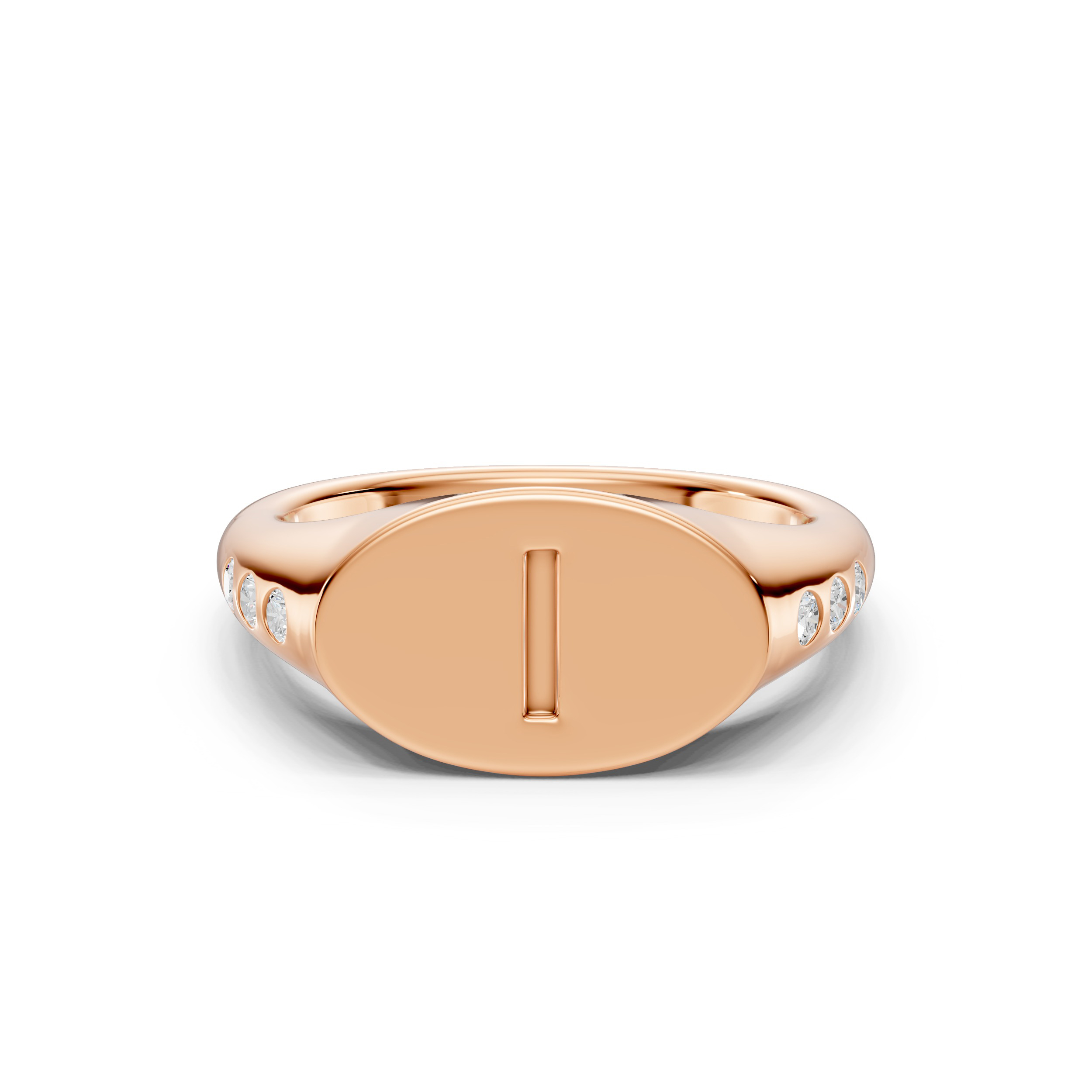 Initial Signet Diamond Accent Ring - I