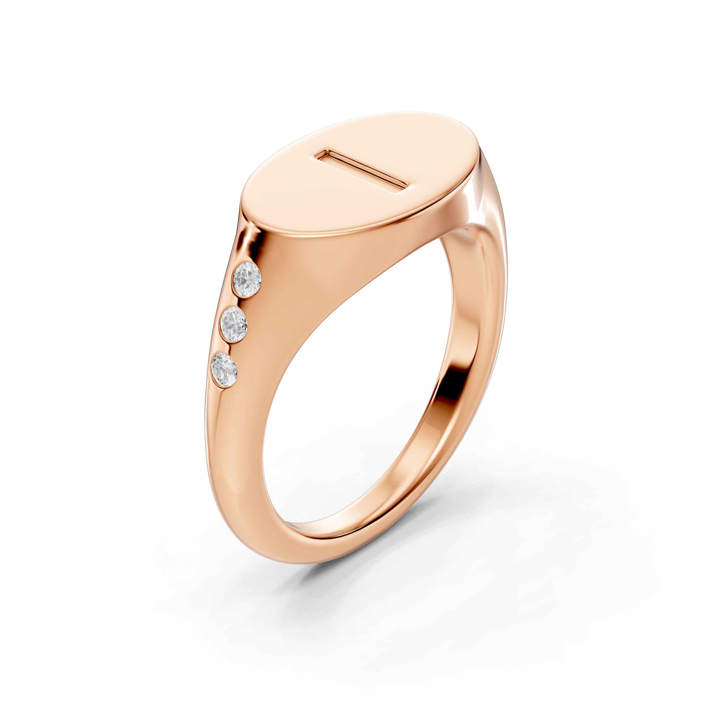 Initial Signet Diamond Accent Ring - I