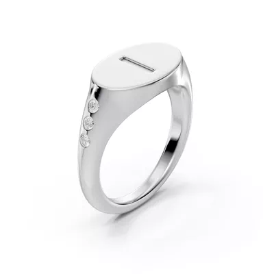 Initial Signet Lab Diamond Accent Ring - I
