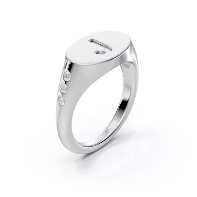 Initial Signet Lab Diamond Accent Ring - J