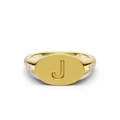 Initial Signet Lab Diamond Accent Ring - J