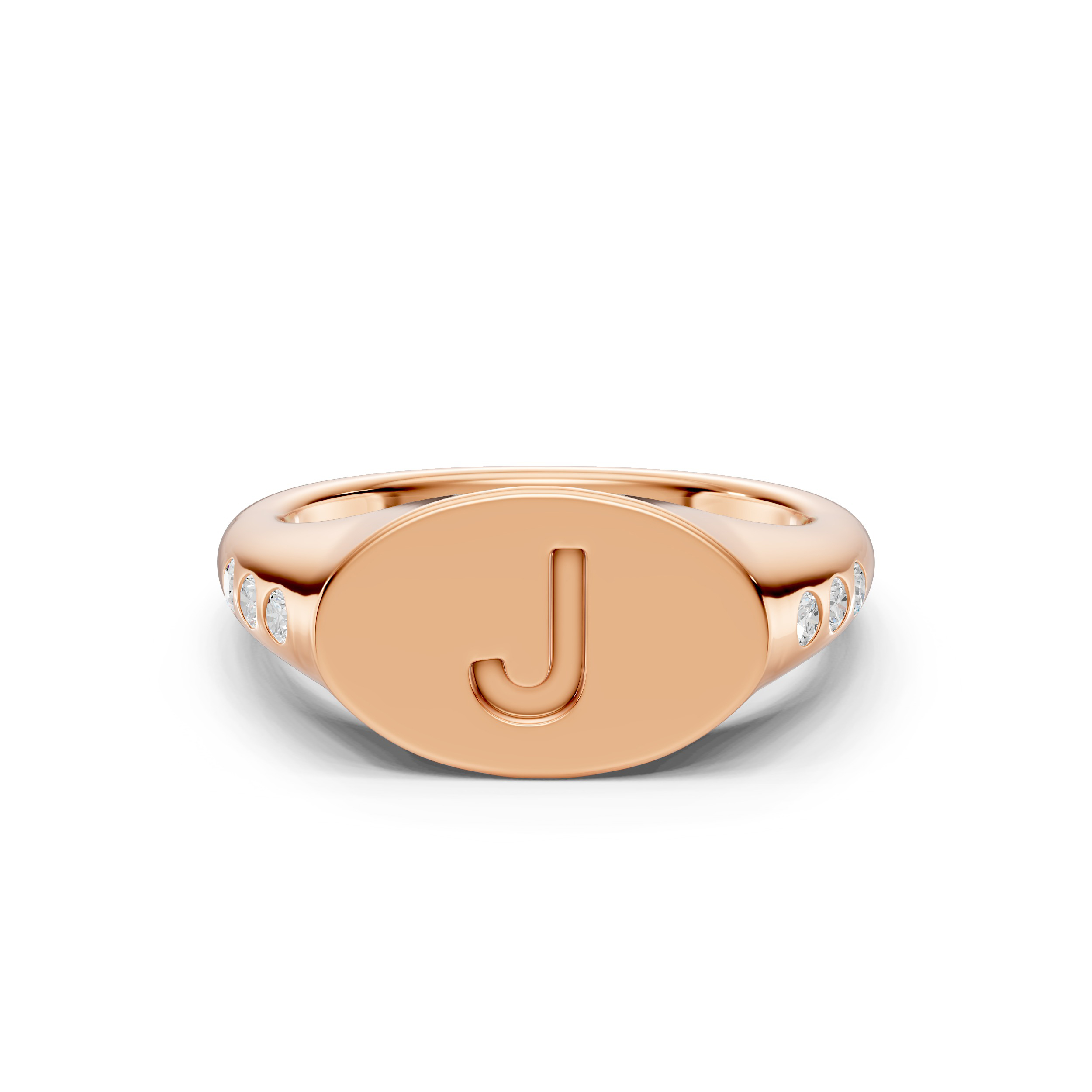 Initial Signet Diamond Accent Ring - J
