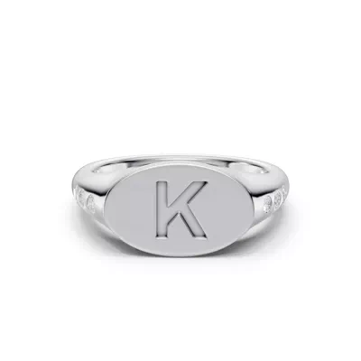 Initial Signet Diamond Accent Ring - K
