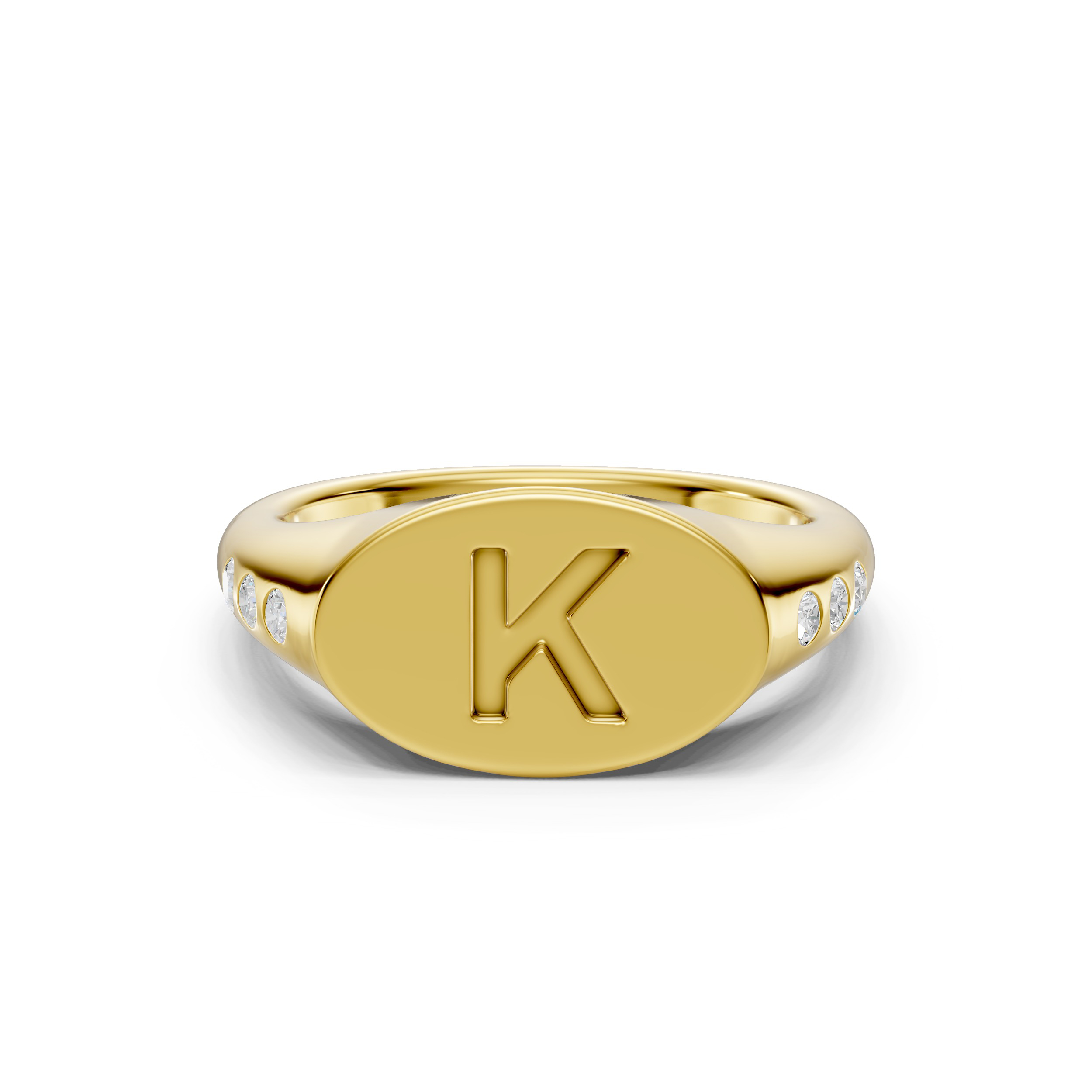Initial Signet Diamond Accent Ring - K
