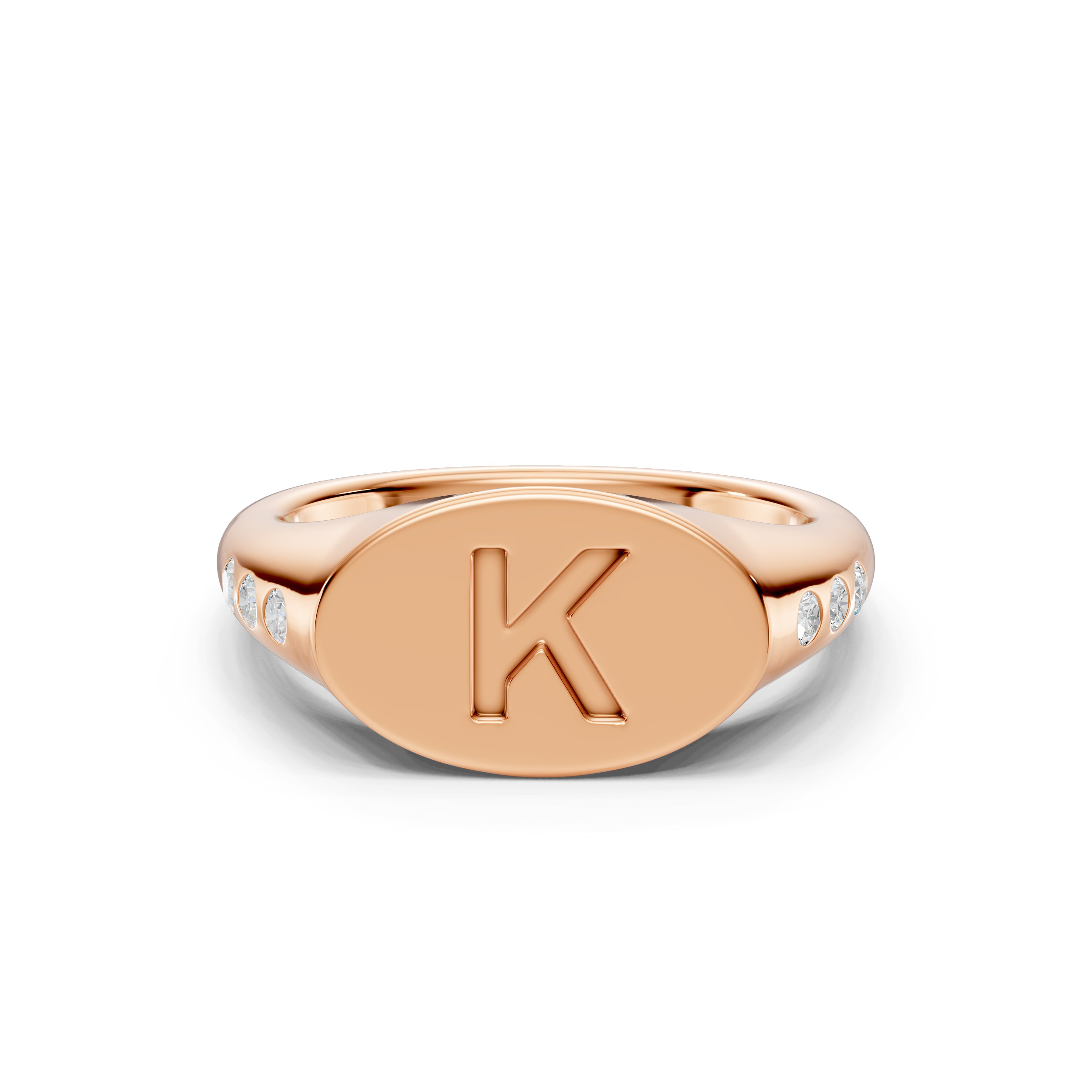 Initial Signet Diamond Accent Ring - K