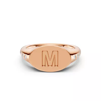 Initial Signet Lab Diamond Accent Ring - M
