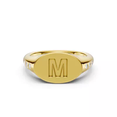 Initial Signet Lab Diamond Accent Ring - M
