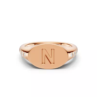 Initial Signet Lab Diamond Accent Ring - N