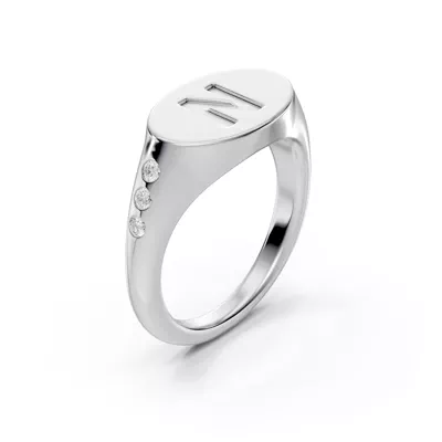 Initial Signet Diamond Accent Ring - N