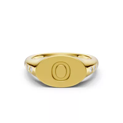Initial Signet Lab Diamond Accent Ring - O