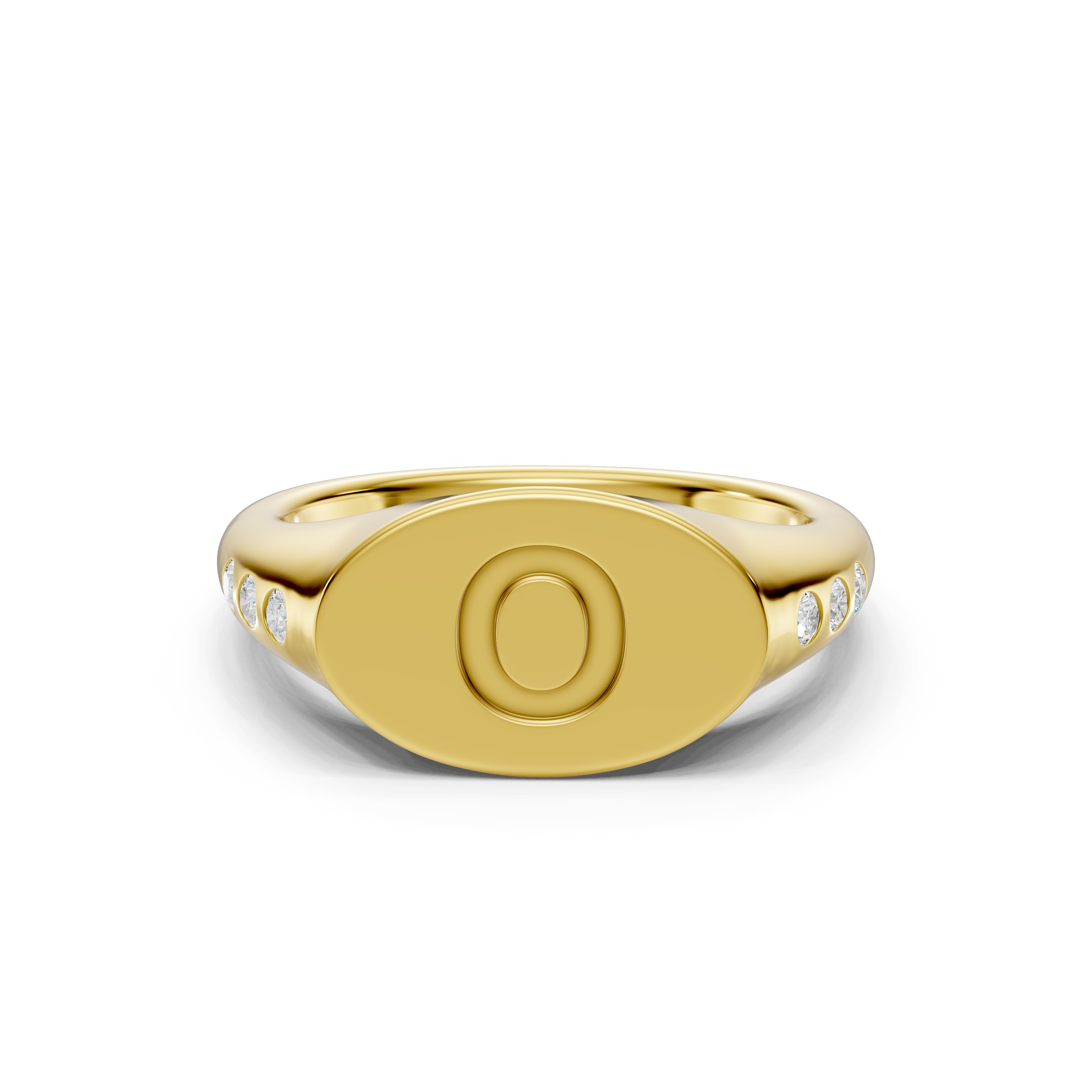 Initial Signet Diamond Accent Ring - O
