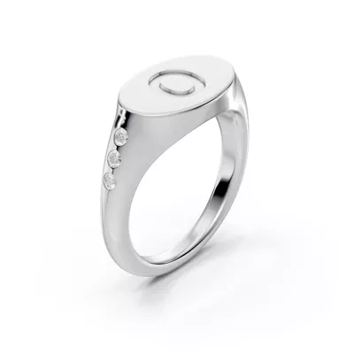 Initial Signet Lab Diamond Accent Ring - O