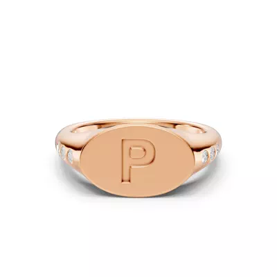 Initial Signet Lab Diamond Accent Ring - P