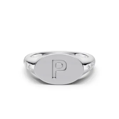 Initial Signet Diamond Accent Ring - P