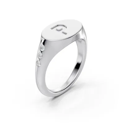 Initial Signet Diamond Accent Ring - P