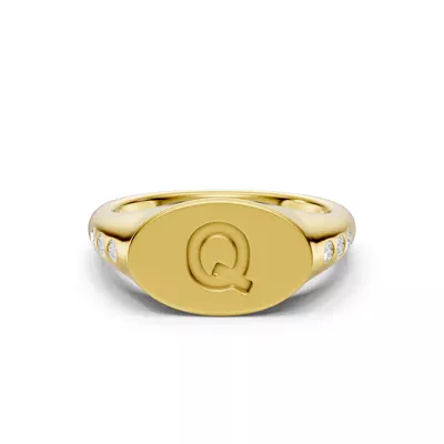 Initial Signet Lab Diamond Accent Ring - Q