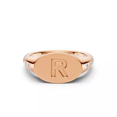 Initial Signet Lab Diamond Accent Ring - R