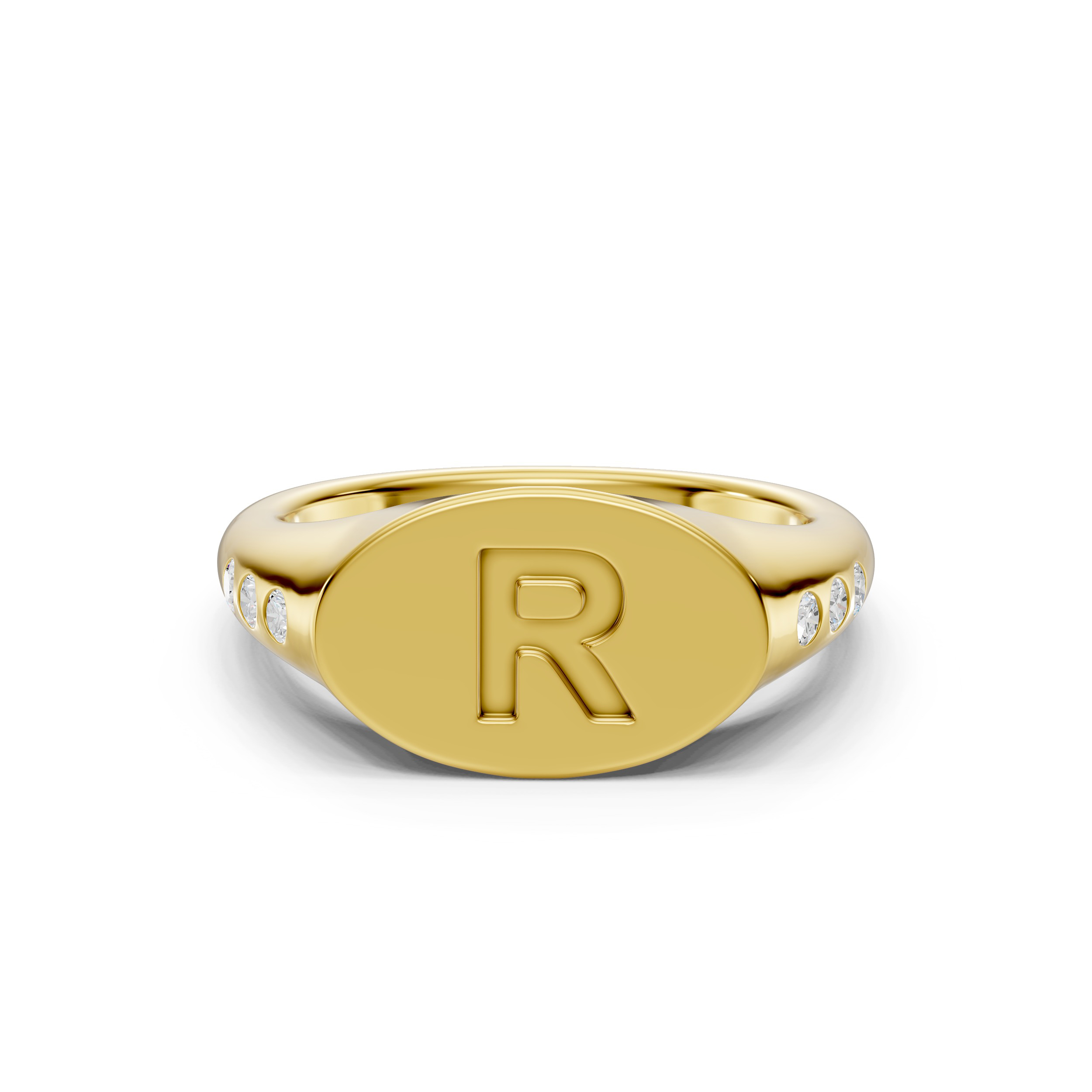 Initial Signet Diamond Accent Ring - R