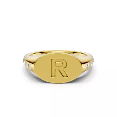 Initial Signet Lab Diamond Accent Ring - R