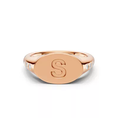 Initial Signet Lab Diamond Accent Ring - S