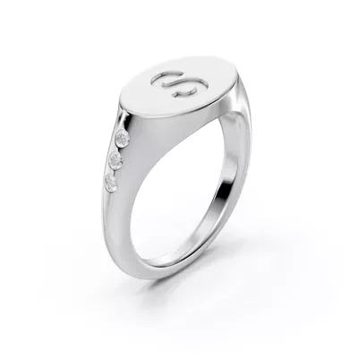 Initial Signet Lab Diamond Accent Ring - S