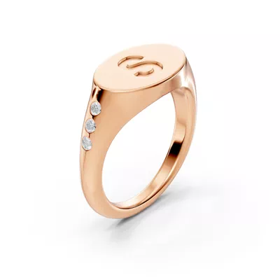Initial Signet Lab Diamond Accent Ring - S