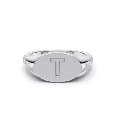 Initial Signet Lab Diamond Accent Ring - T