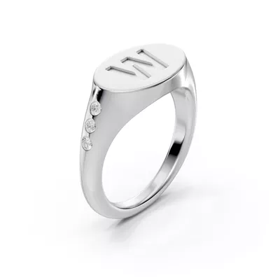 Initial Signet Diamond Accent Ring - W
