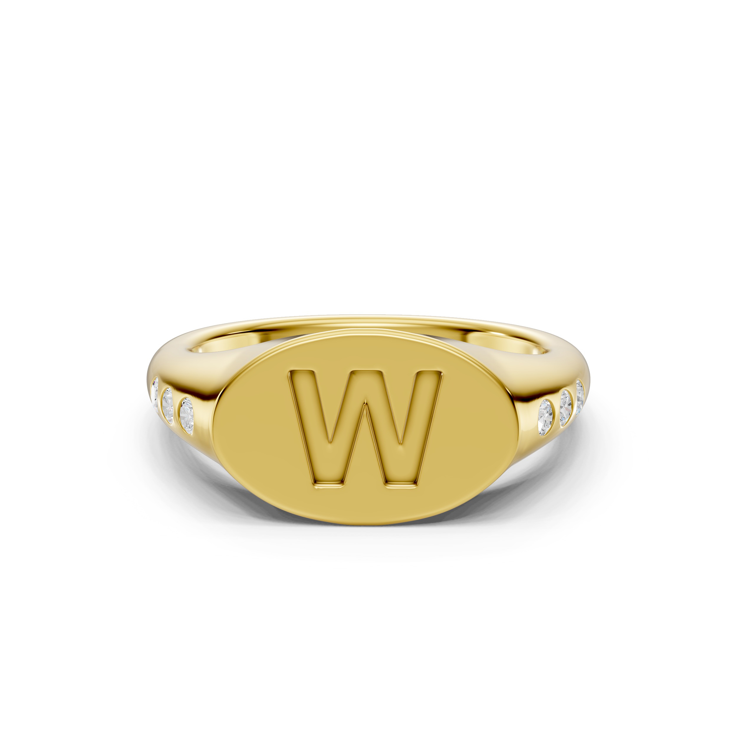 Initial Signet Diamond Accent Ring - W