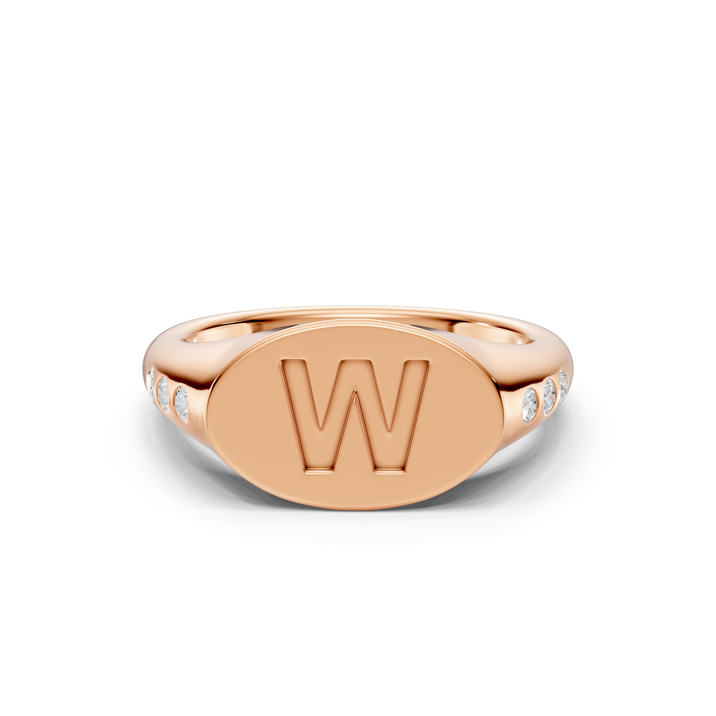 Initial Signet Diamond Accent Ring - W