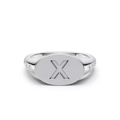 Initial Signet Lab Diamond Accent Ring - X