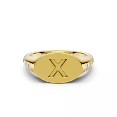 Initial Signet Diamond Accent Ring - X