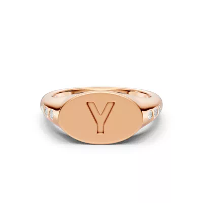 Initial Signet Lab Diamond Accent Ring - Y