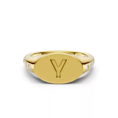 Initial Signet Lab Diamond Accent Ring - Y