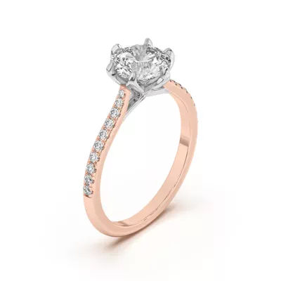 Marigold Tulip-Inspired 6 Prong Two-Tone Lab Engagement Ring