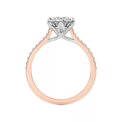 Marigold Tulip-Inspired 6 Prong Two-Tone Lab Engagement Ring