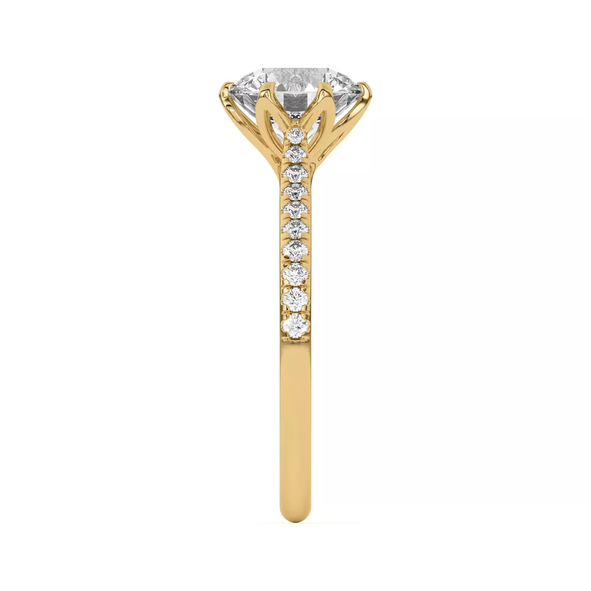 Marigold Tulip Inspired 6 Prong Engagement Ring - 14K Yellow Gold