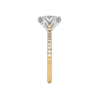 Marigold Tulip-Inspired 6 Prong Two-Tone Engagement Ring