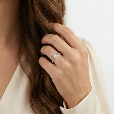 Marigold Tulip Inspired 6 Prong Two-Tone Engagement Ring