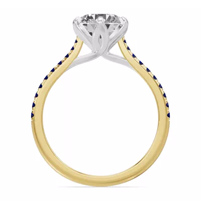 Marigold Tulip-Inspired Sapphire Two-Tone Engagement Ring
