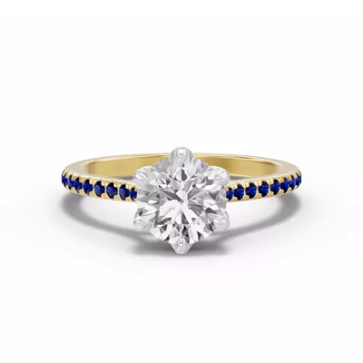 Marigold Tulip Inspired Sapphire Two-Tone Engagement Ring
